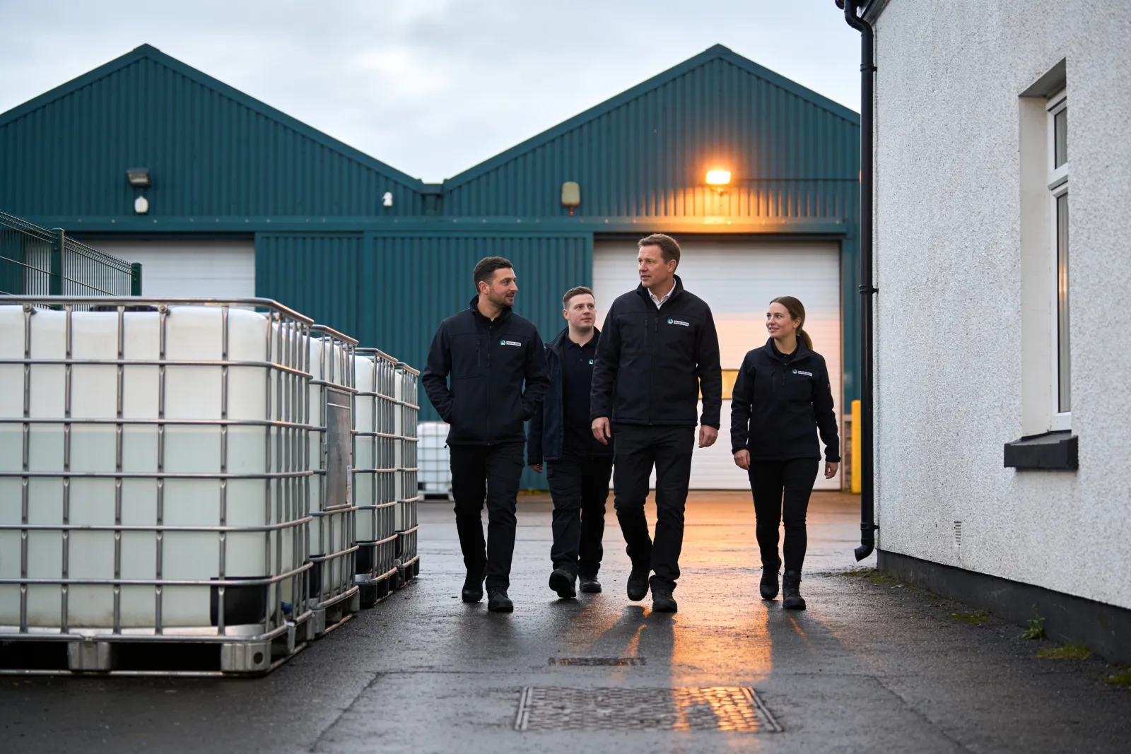A facilities team walking through a Scottish commercial site